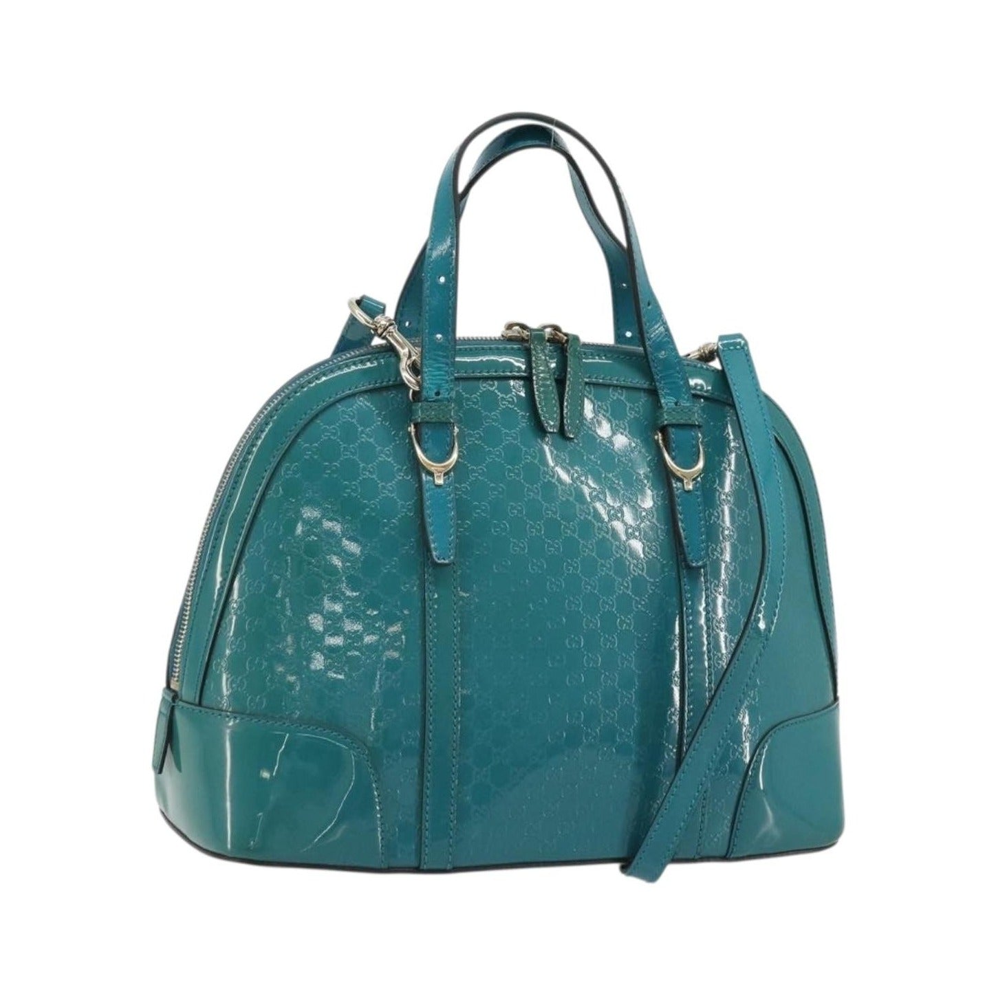 Gucci Nice Top Handle Microguccissima Patent, Turquoise, Patent Leather, Handbag
