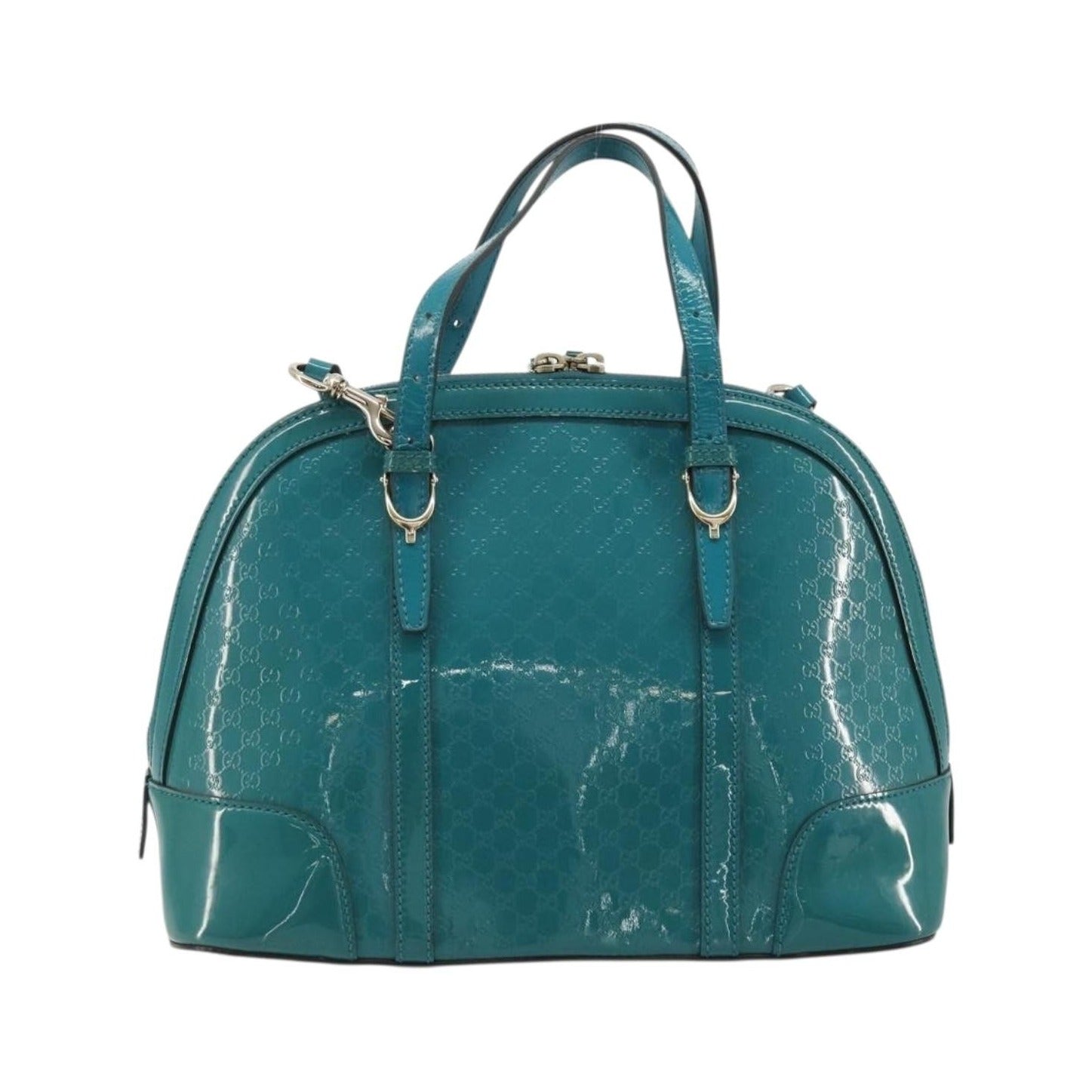Gucci Nice Top Handle Microguccissima Patent, Turquoise, Patent Leather, Handbag