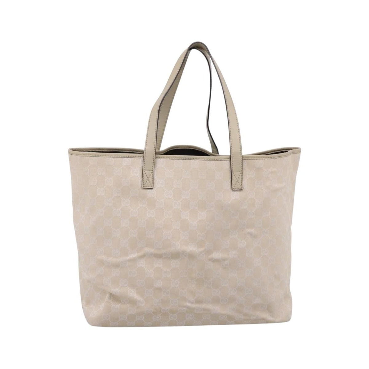 Gucci Open Tote GG Canvas and Leather, Beige, Canvas, Handbag
