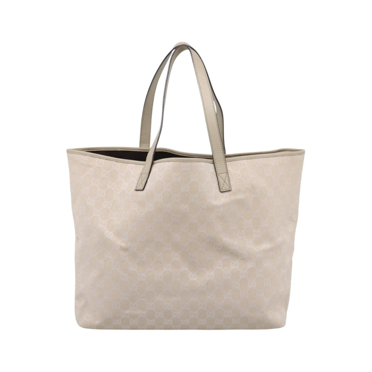 Gucci Open Tote GG Canvas and Leather, Beige, Canvas, Handbag