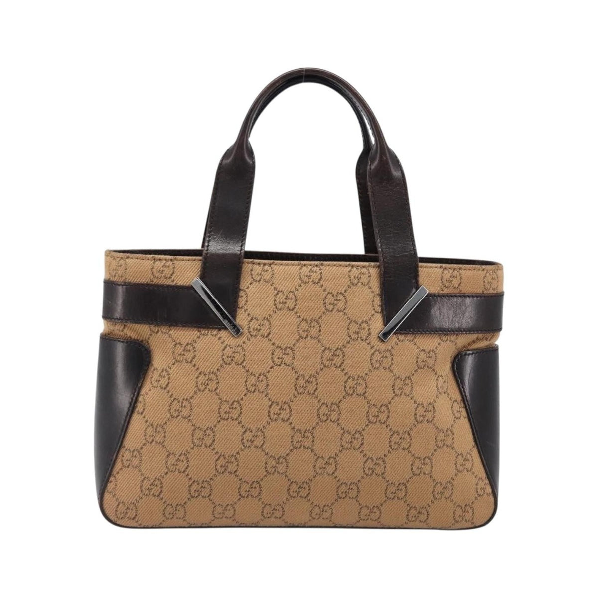 Gucci Open Tote GG Canvas and Leather, Beige, Canvas, Handbag