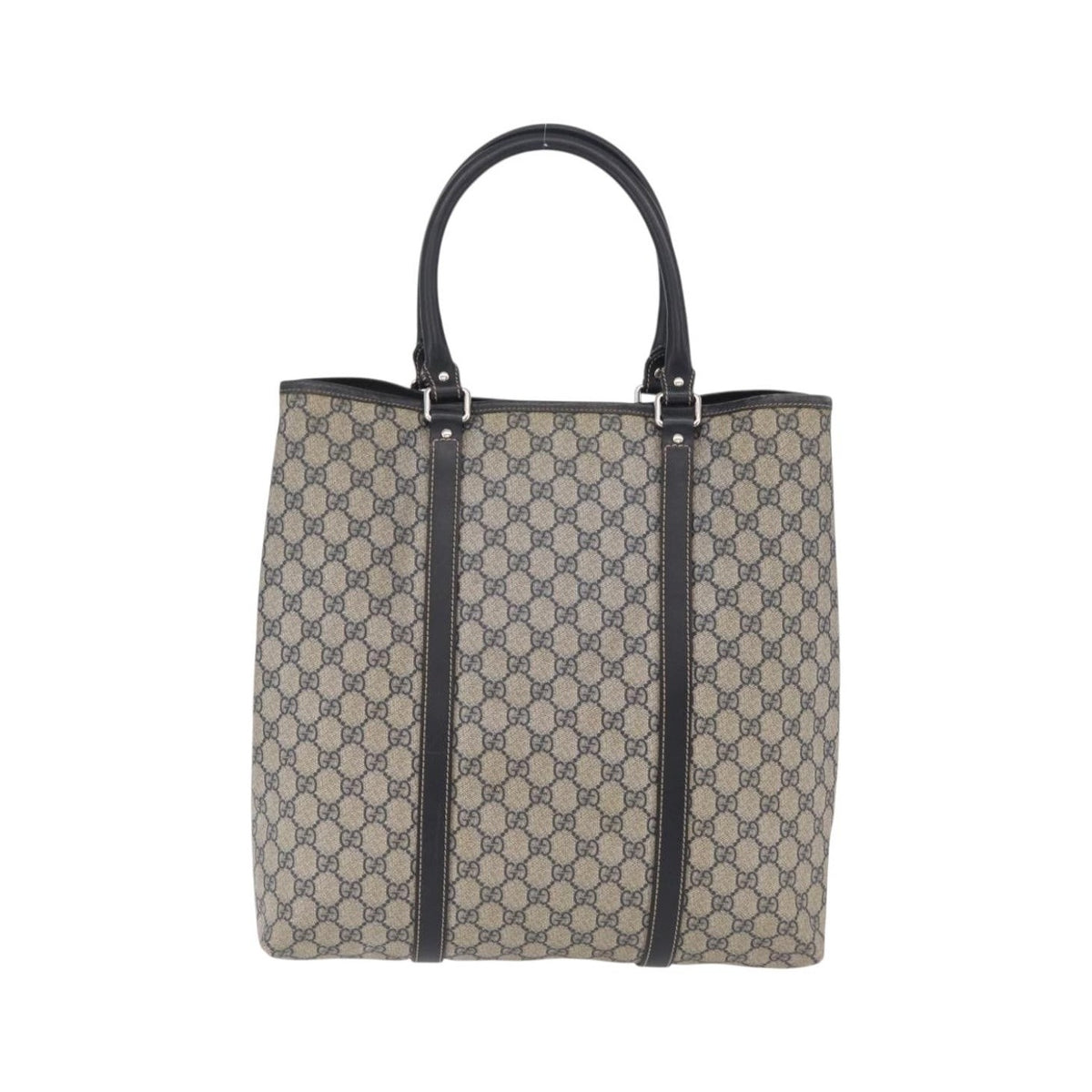 Gucci Open Tote GG Canvas and Leather, Navy, Canvas, Handbag