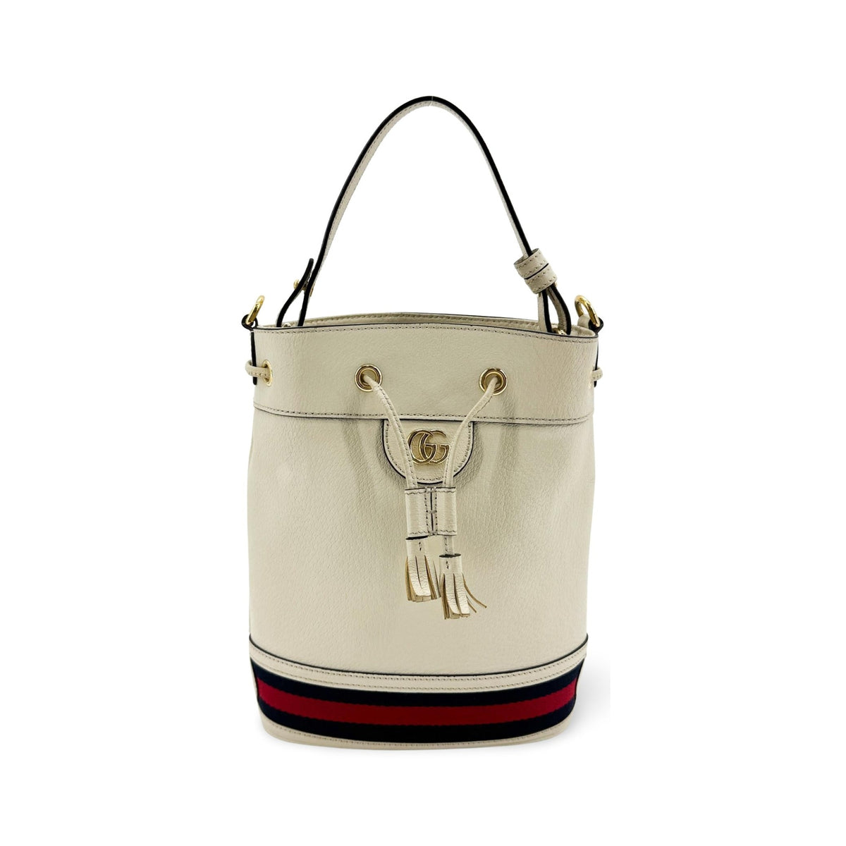 Gucci Ophidia Bucket Leather, White, Leather, Handbag
