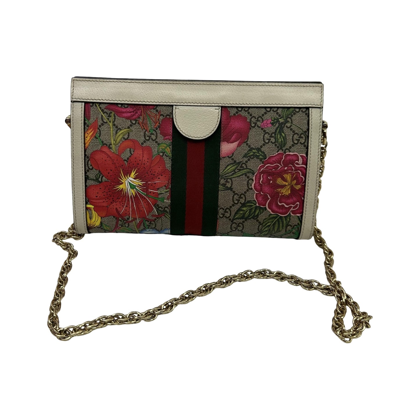 Gucci Ophidia Chain Flora GG Coated Canvas, Multicolour, Canvas, Shoulder Bag