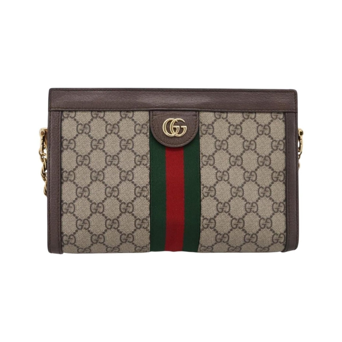 Gucci Ophidia Chain GG Coated Canvas, Beige, Canvas, Shoulder Bag