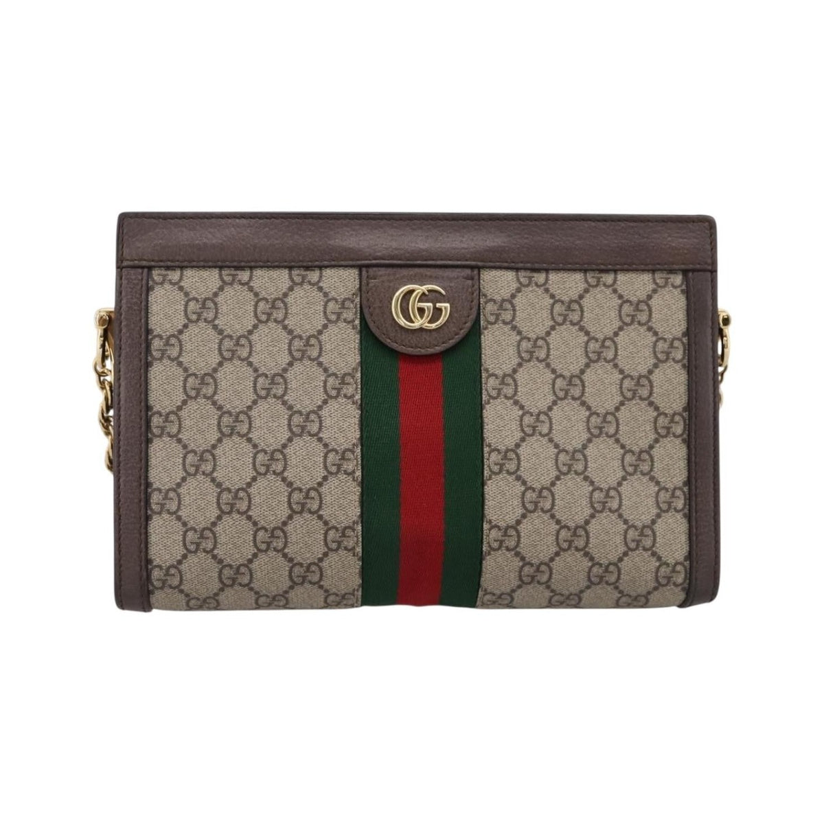 Gucci Ophidia Chain GG Coated Canvas, Beige, Canvas, Shoulder Bag