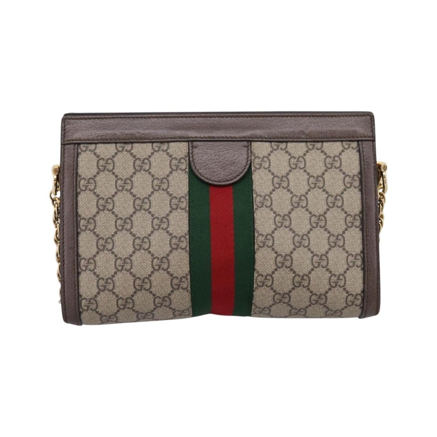 Gucci Ophidia Chain GG Coated Canvas, Beige, Canvas, Shoulder Bag