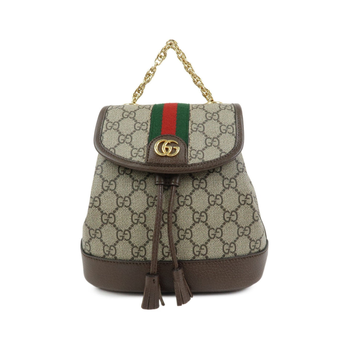 Gucci Ophidia Flap GG Coated Canvas with Leather, Beige, Canvas, Shoulder Bag