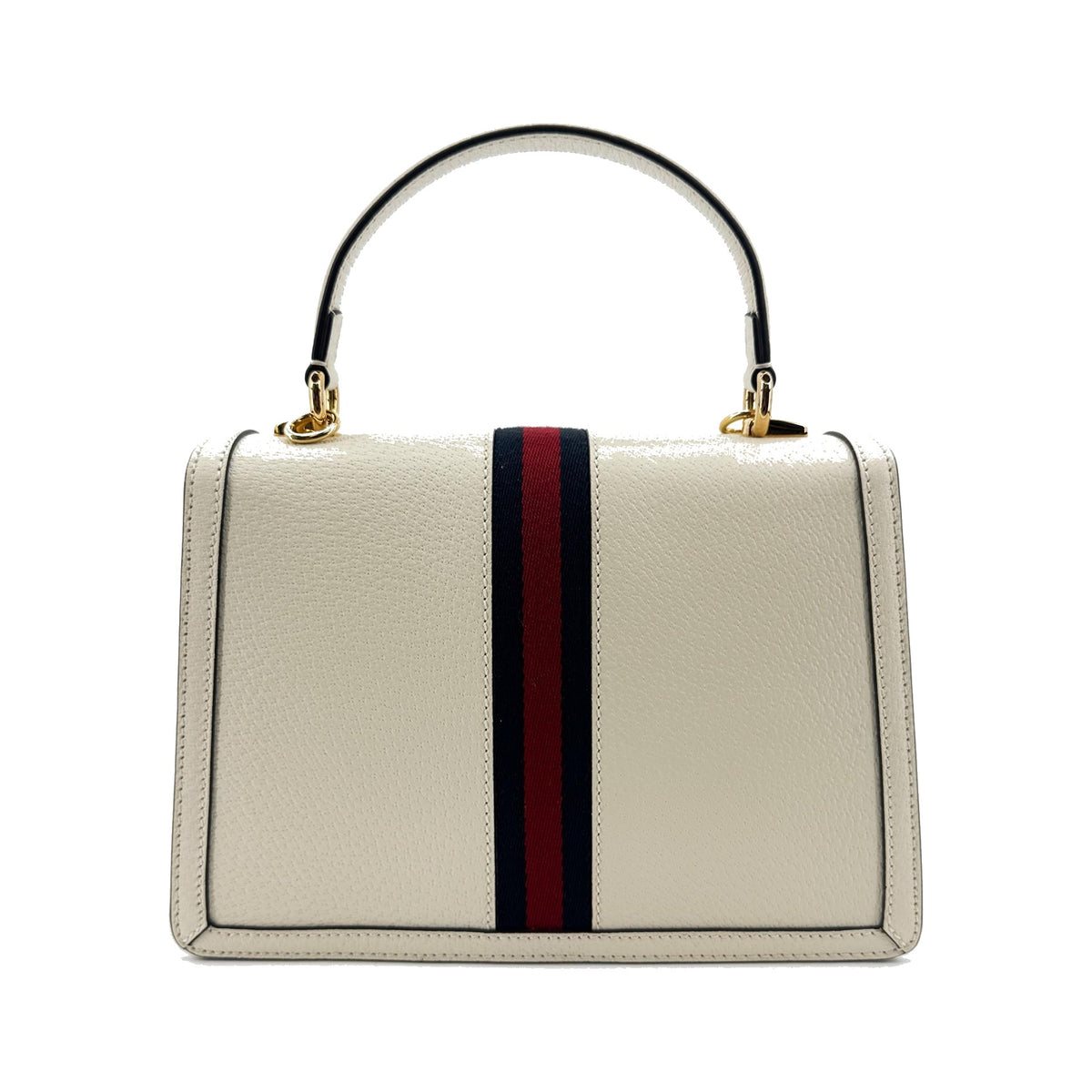 Gucci Ophidia Flap Top Handle Leather, White, Leather, Handbag