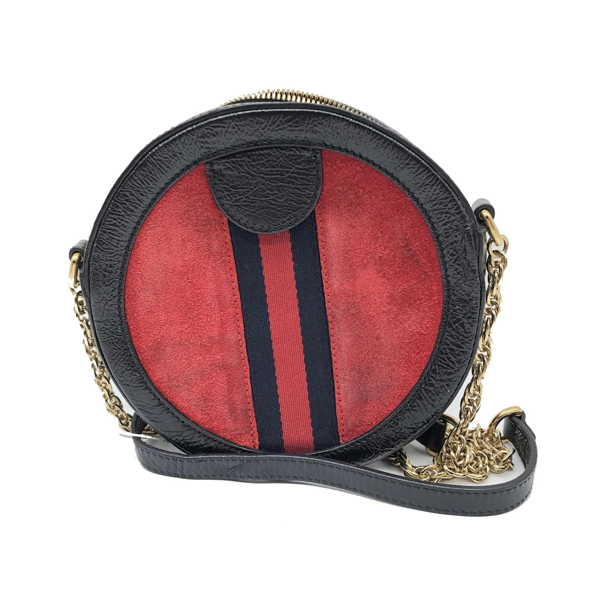 Gucci Ophidia Round Cross Body Suede and leather, Red, Canvas, Crossbody Bag
