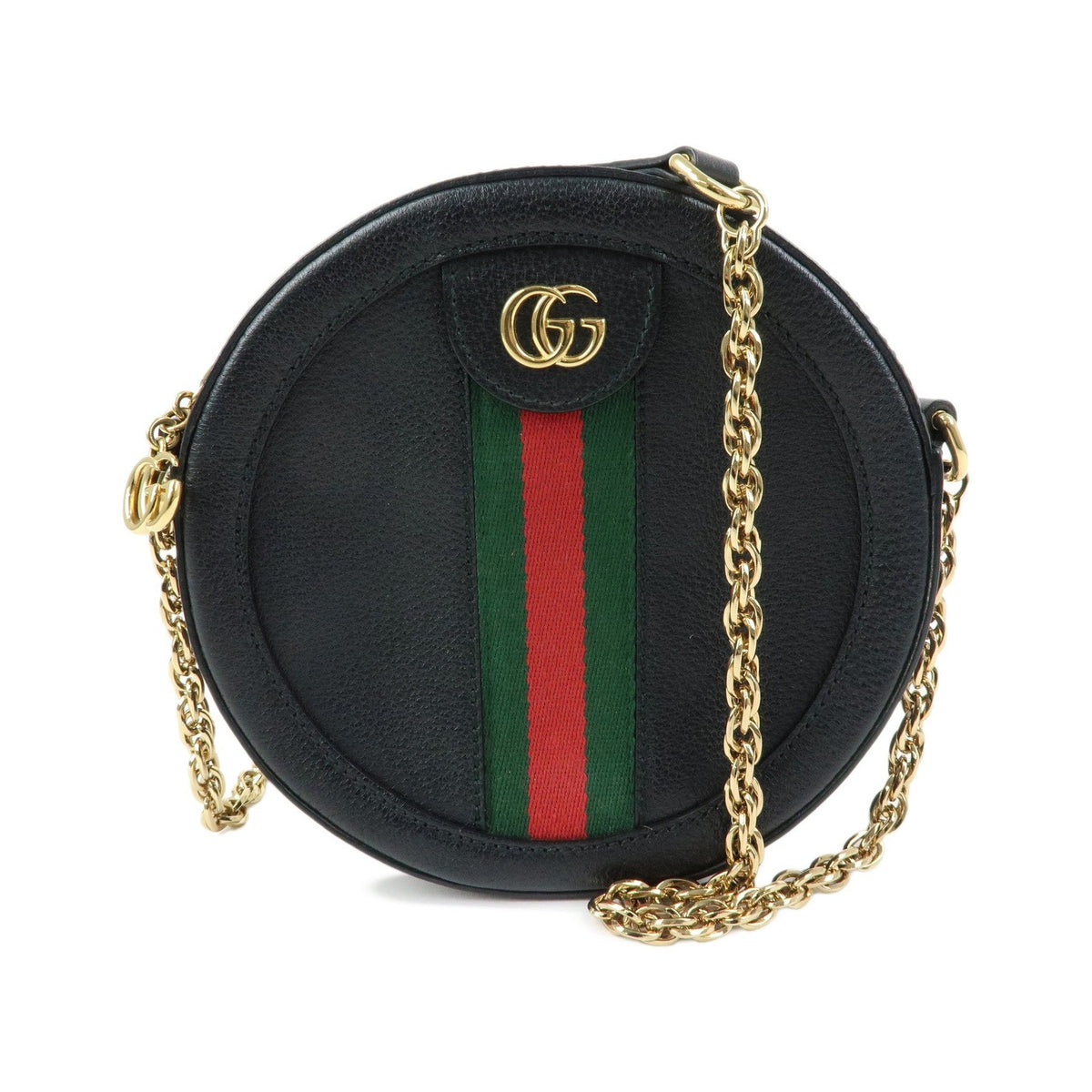Gucci Ophidia Round Leather, Black, Leather, Shoulder Bag