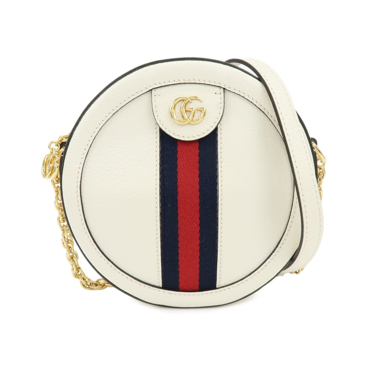 Gucci Ophidia Round Leather, White, Leather, Shoulder Bag