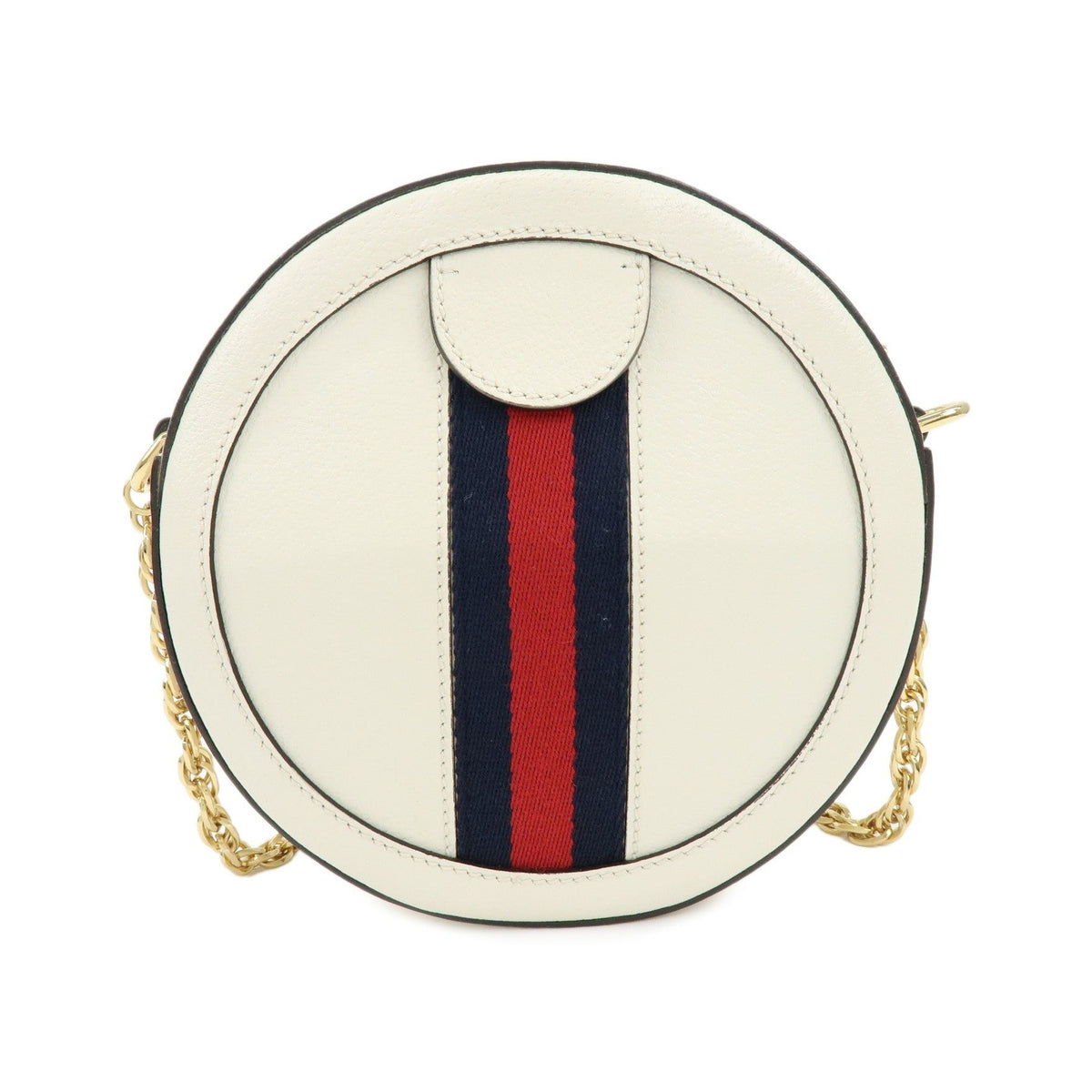 Gucci Ophidia Round Leather, White, Leather, Shoulder Bag