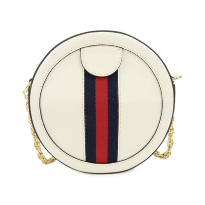 Gucci Ophidia Round Leather, White, Leather, Shoulder Bag