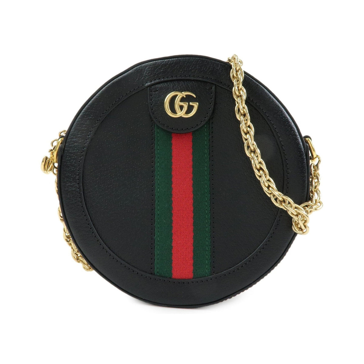 Gucci Ophidia Round Leather, Black, Leather, Shoulder Bag