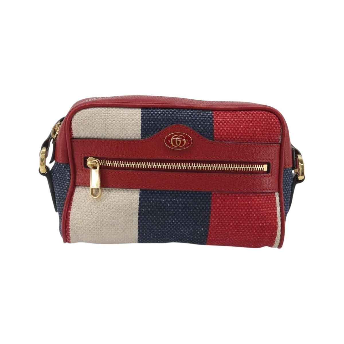 Gucci Ophidia Striped Canvas, Red, Canvas, Shoulder Bag