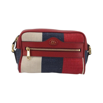 Gucci Ophidia Striped Canvas, Red, Canvas, Shoulder Bag