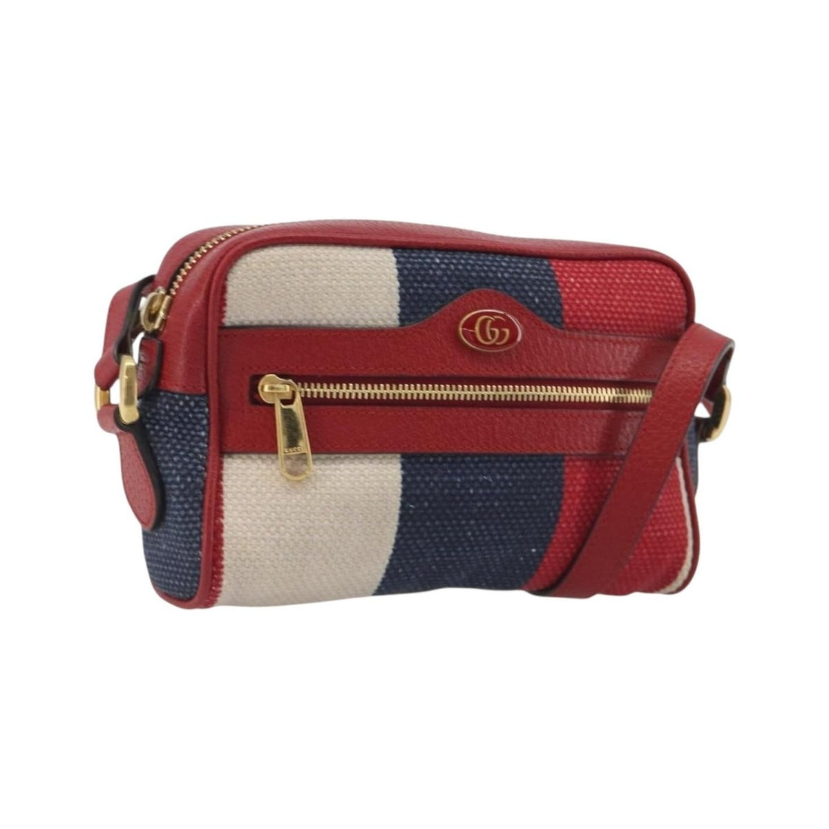 Gucci Ophidia Striped Canvas, Red, Canvas, Shoulder Bag
