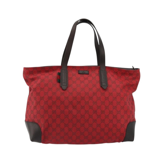 Gucci Original Zip GG Canvas with Leather, Red, Canvas, Tote Bag