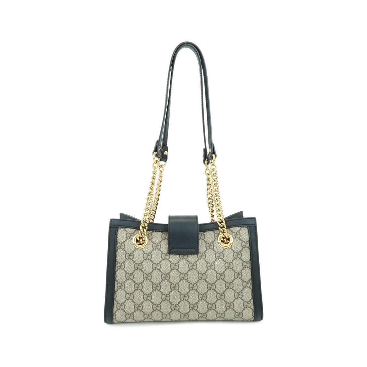 Gucci Padlock Chain GG Coated Canvas with Leather, Beige, Canvas, Tote Bag
