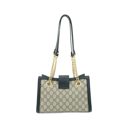 Gucci Padlock Chain GG Coated Canvas with Leather, Beige, Canvas, Tote Bag