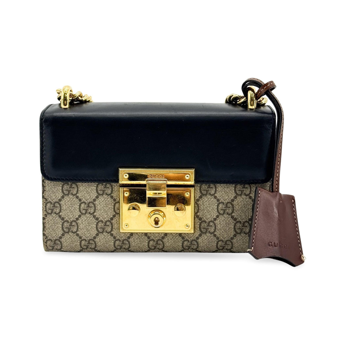 Gucci Padlock Top Handle GG Coated Canvas and Leather, Black, Canvas, Handbag