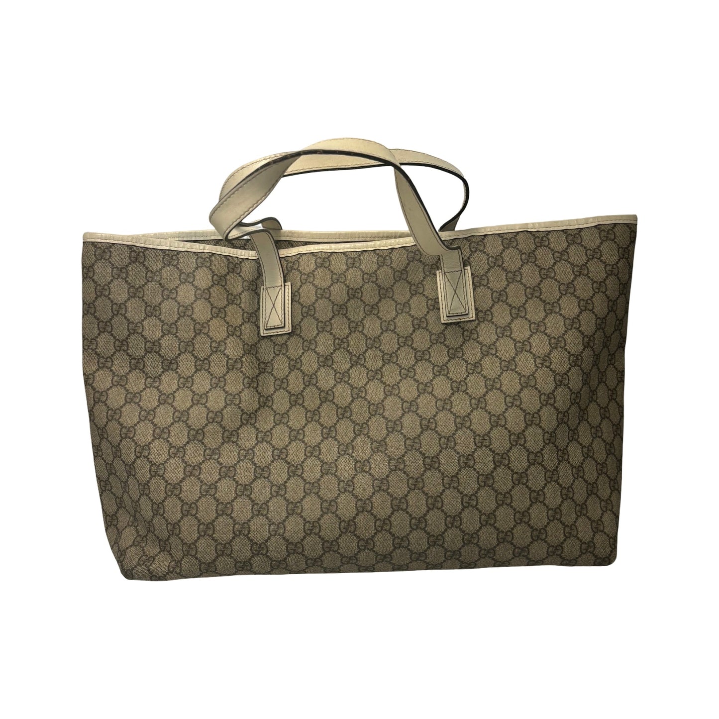 Gucci Plus Tote GG Coated Canvas with Leather, Beige, Canvas, Tote Bag