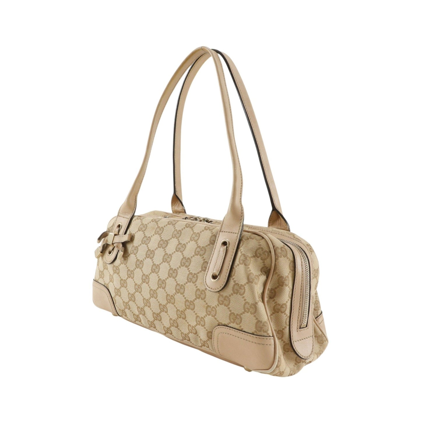 Gucci Princy Boston GG Canvas and leather, Beige, Canvas, Handbag