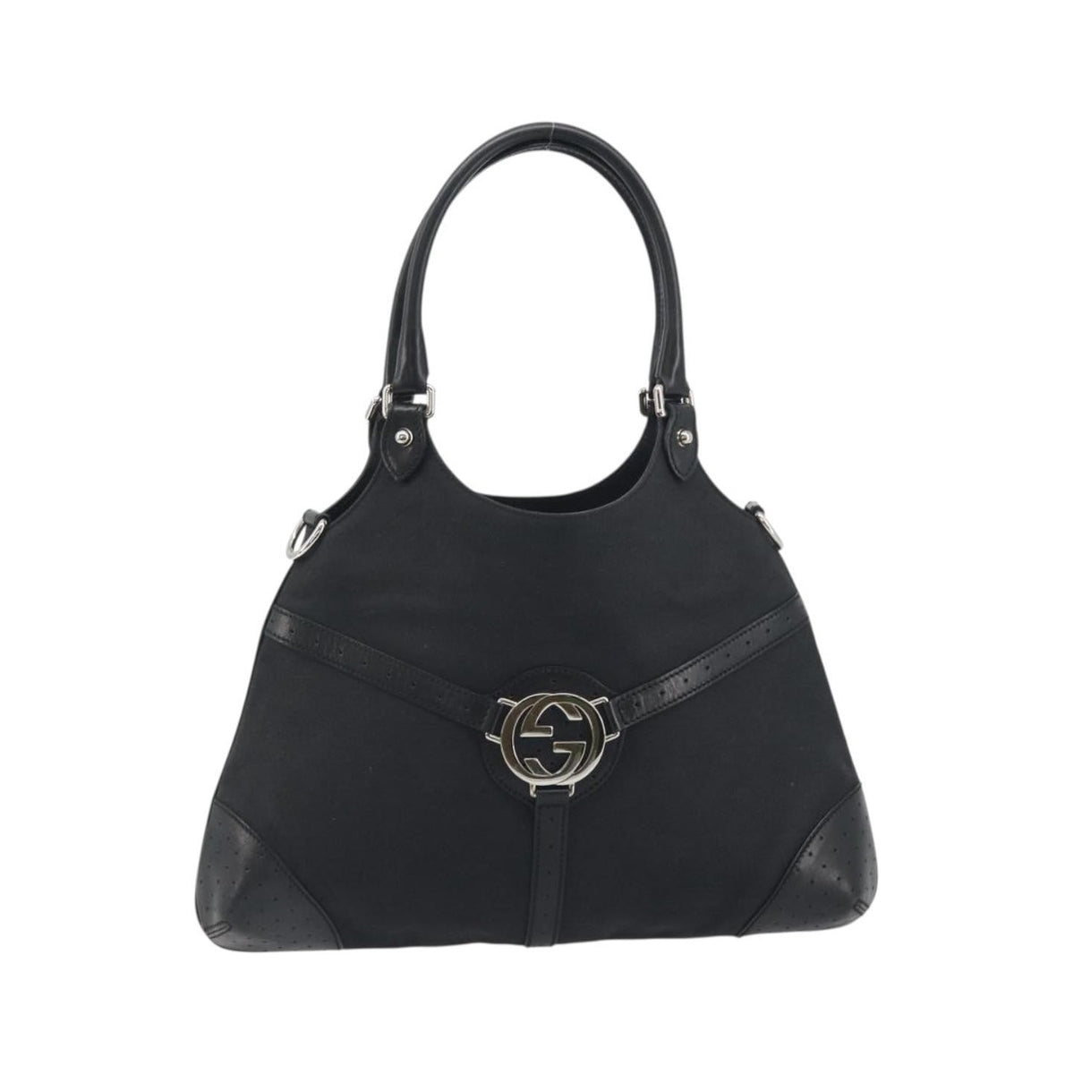 Gucci Reins Web Canvas, Black, Canvas, Shoulder Bag