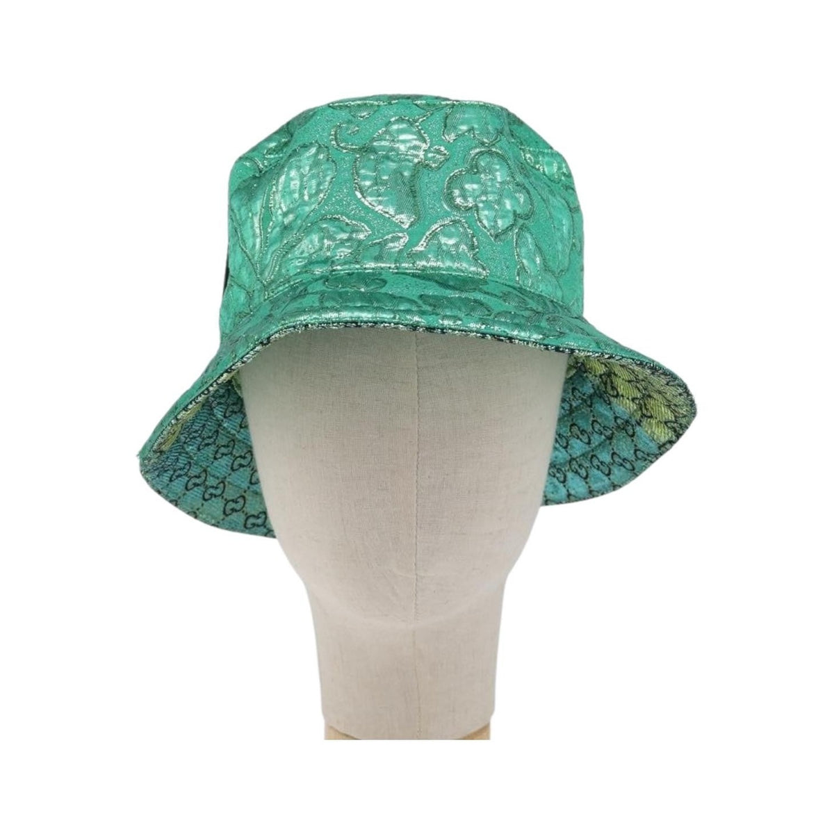 Gucci Reversible Bucket Hat Multicolor GG Canvas, Green, Cotton, Head Accessory