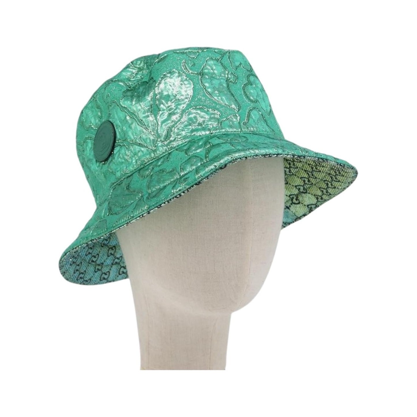 Gucci Reversible Bucket Hat Multicolor GG Canvas, Green, Cotton, Head Accessory