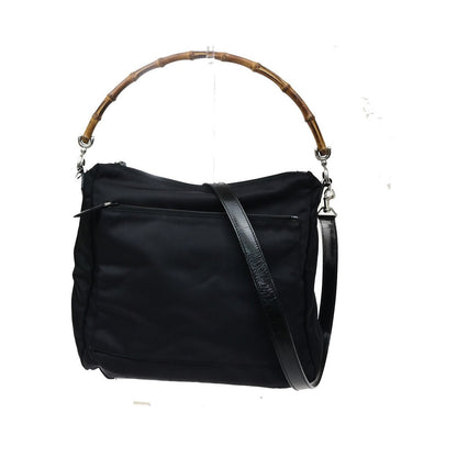 Gucci Sherry bamboo Nylon, Black, Nylon, Shoulder Bag