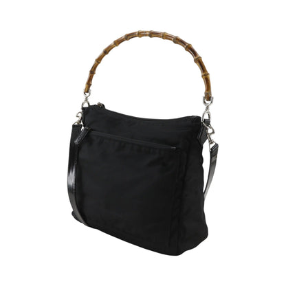 Gucci Sherry bamboo Nylon, Black, Nylon, Shoulder Bag