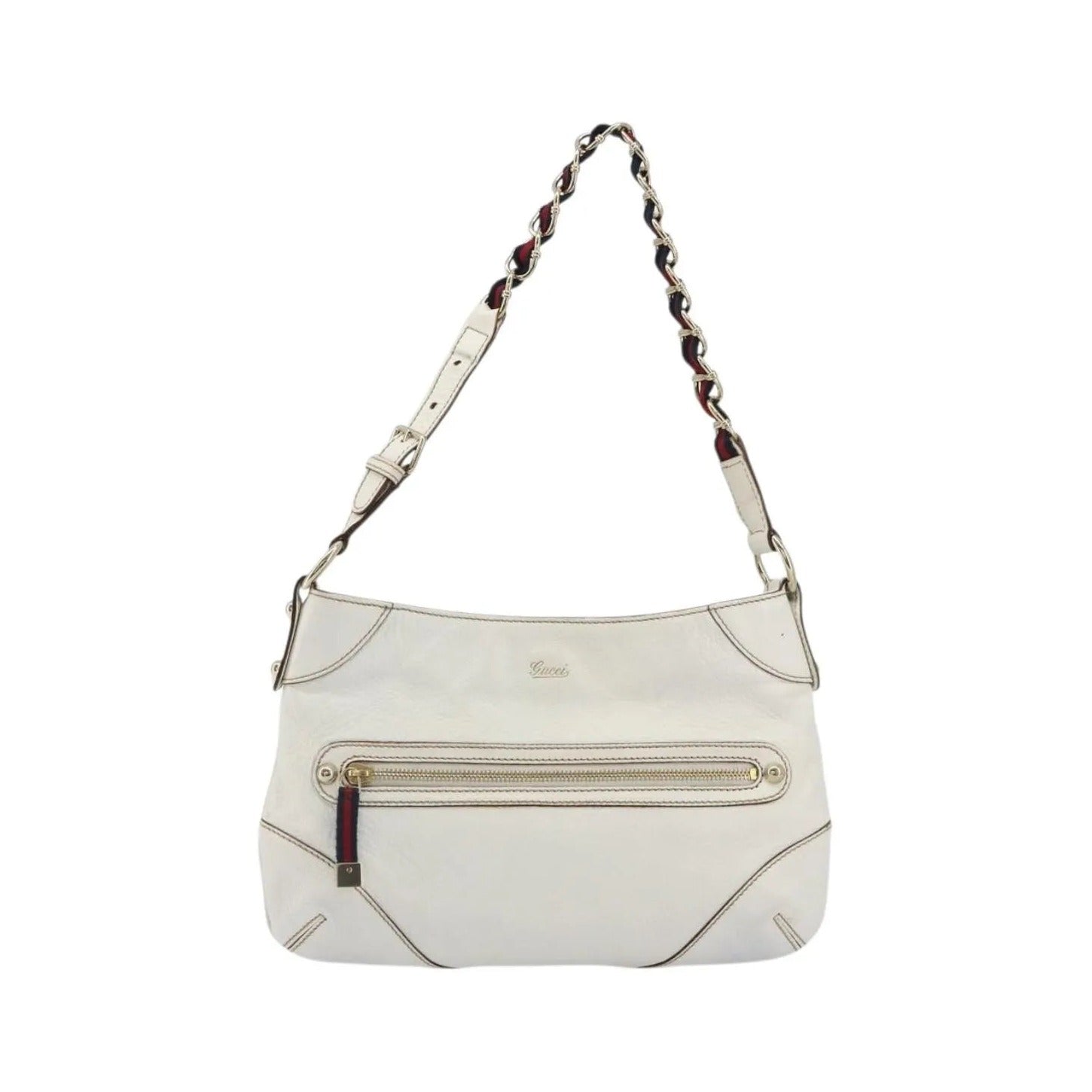 Gucci Sherry Line chain leather, White, Leather, Tote Bag