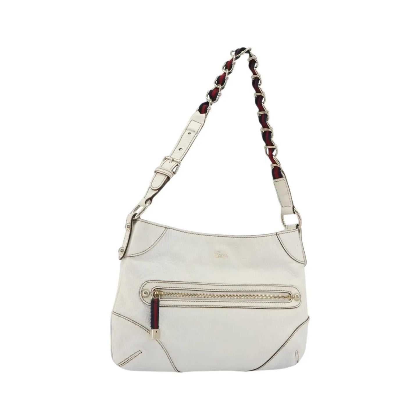 Gucci Sherry Line chain leather, White, Leather, Tote Bag
