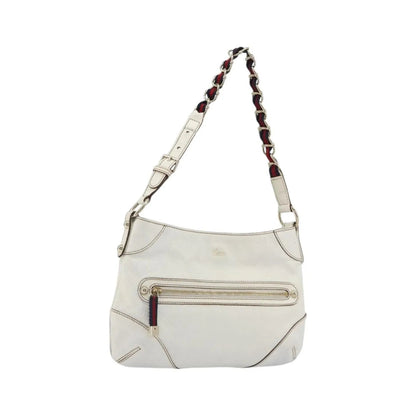Gucci Sherry Line chain leather, White, Leather, Tote Bag