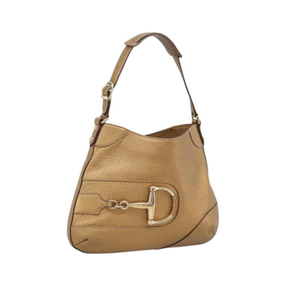 Gucci Shoulder Leather, Gold, Canvas, Shoulder Bag