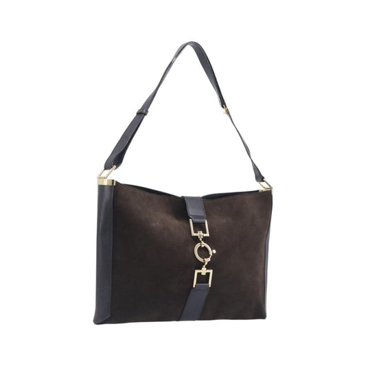 Gucci Shoulder Leather, Brown, Suede, Shoulder Bag