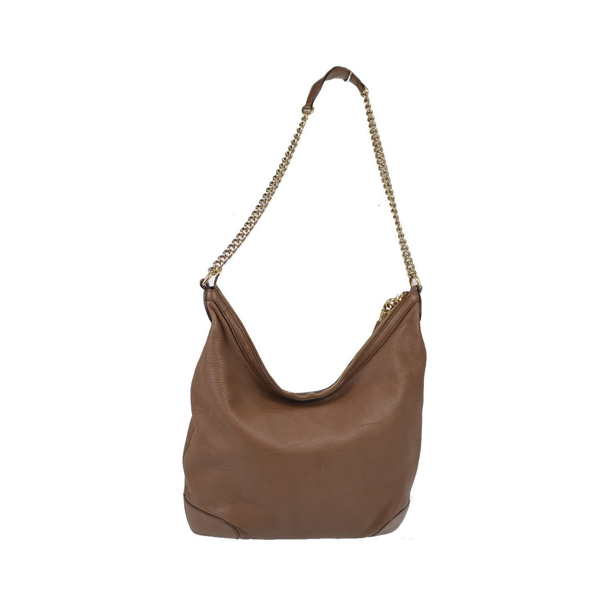 Gucci Soho Chain Hobo Leather, Brown, Leather, Shoulder Bag