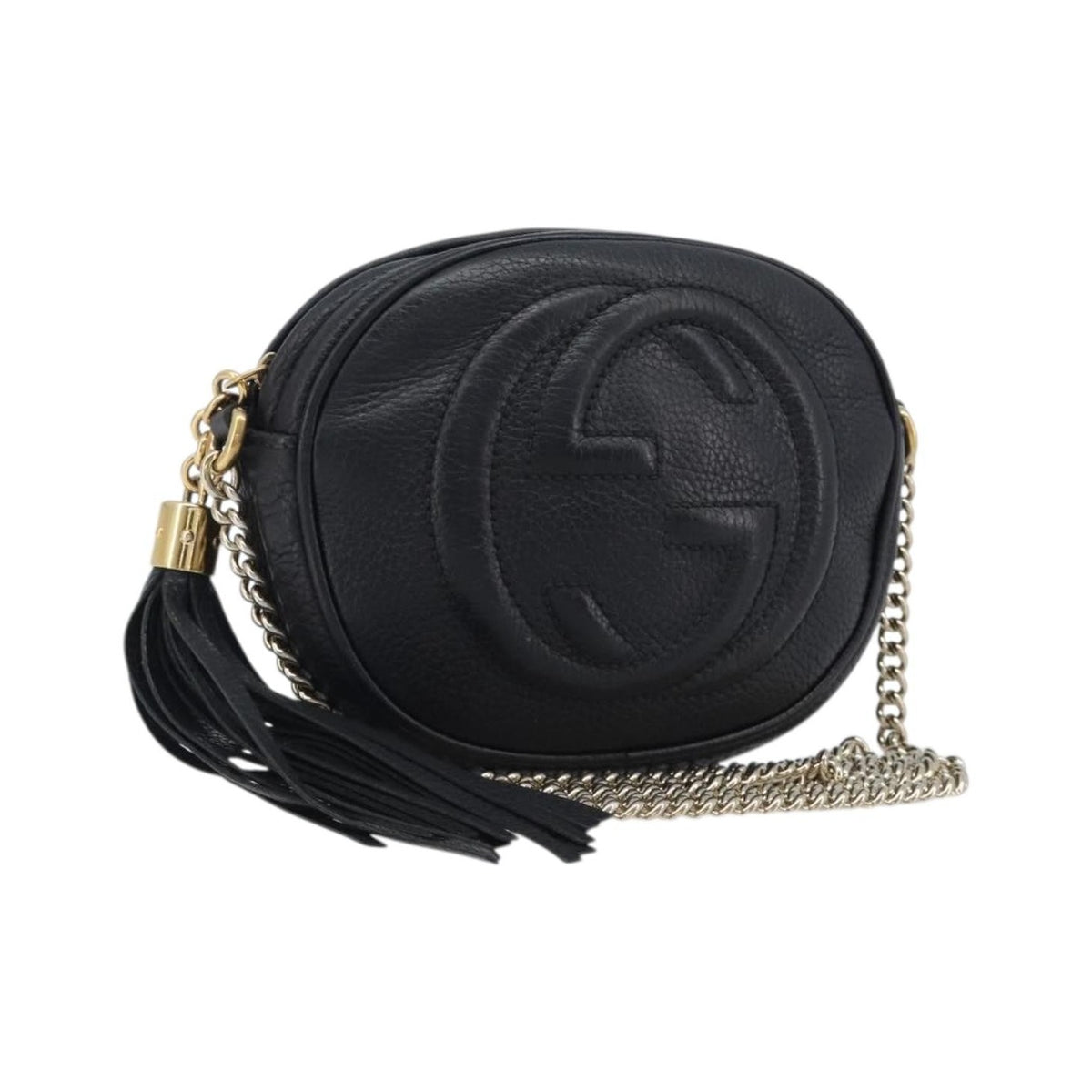 Gucci Soho Chain Leather, Black, Leather, Handbag