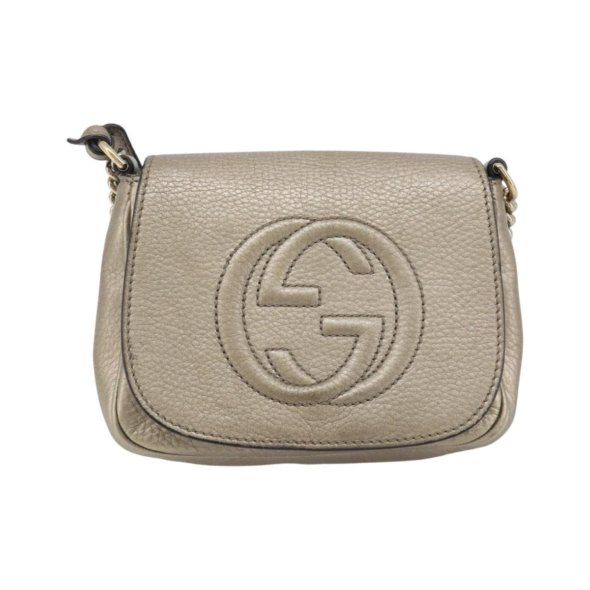 Gucci Soho Chain Leather, Gold, Leather, Crossbody Bag