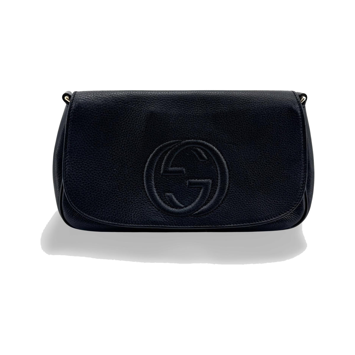Gucci Soho Chain Leather, Black, Leather, Crossbody Bag