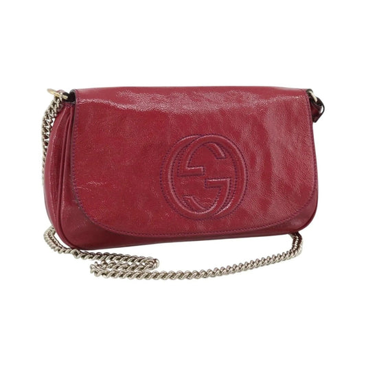 Gucci Soho Chain Patent, Pink, Patent Leather, Shoulder Bag