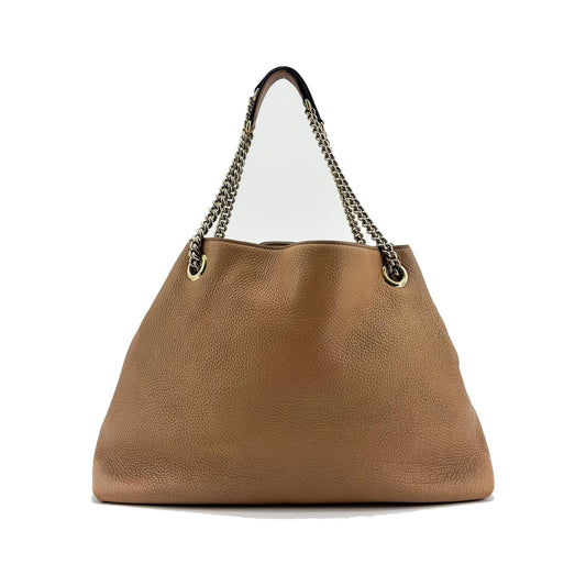 Gucci Soho Chain Strap Leather, Beige, Leather, Shoulder Bag