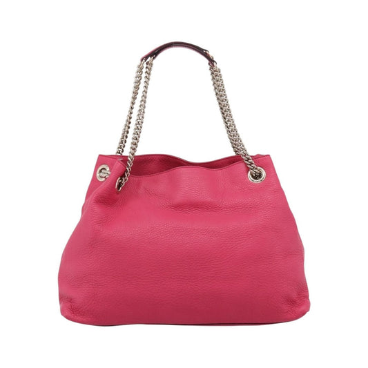 Gucci Soho Chain Strap Leather, Pink, Leather, Shoulder Bag