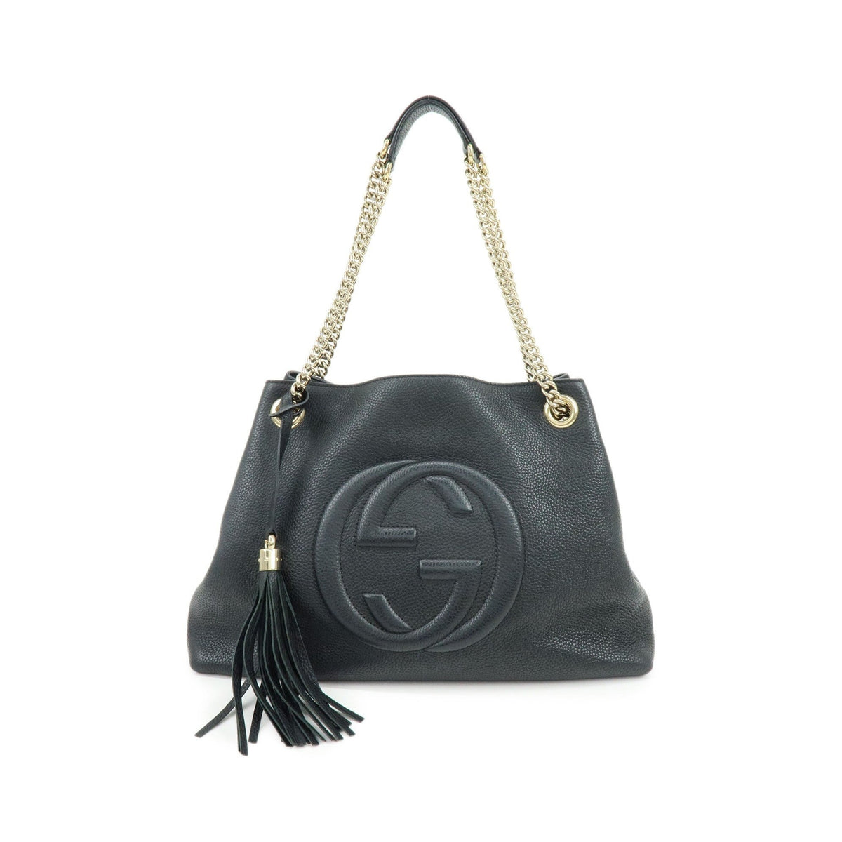 Gucci Soho Chain Strap Leather, Black, Leather, Shoulder Bag