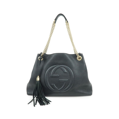 Gucci Soho Chain Strap Leather, Black, Leather, Shoulder Bag