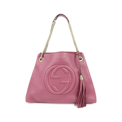 Gucci Soho Chain Strap Leather, Purple, Leather, Shoulder Bag