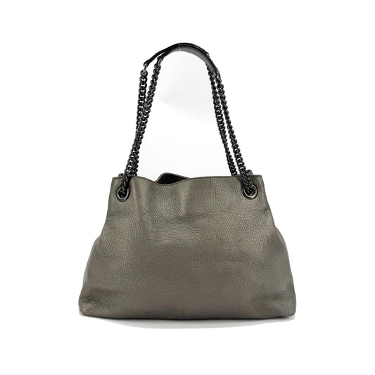 Gucci Soho Chain Strap Leather, Silver, Leather, Shoulder Bag
