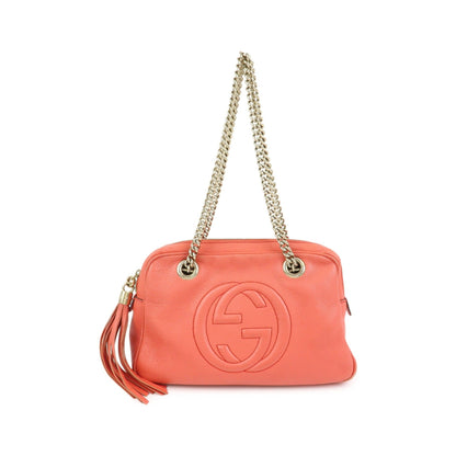 Gucci Soho Chain Zip Leather, Pink, Leather, Shoulder Bag